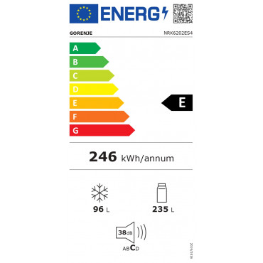 Refrigerator | NRK6202ES4 | Energy efficiency class E | Free standing | Combi | Height 200 cm | No Frost system | Fridge net cap