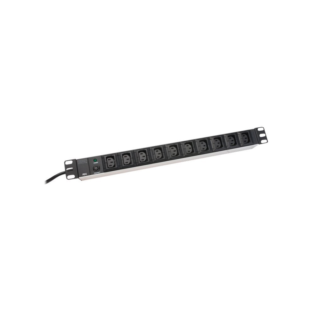 Aluminum outlet strip, IEC C14 plug | DN-95404 | Sockets quantity 10