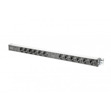 Aluminum Outlet Strip with overload protection | DN-95405 | Sockets quantity 12