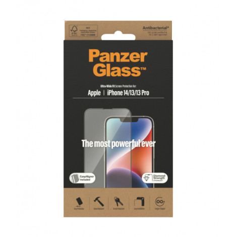 PanzerGlass | Screen protector | Apple | iPhone 14/13/13 Pro | Tempered Glass | Transparent | Fingerprint resistant Diamond stre