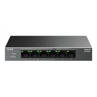 TP-LINK LS106LP 6-Port 10/100 Mbps Desktop Switch with 4-Port PoE