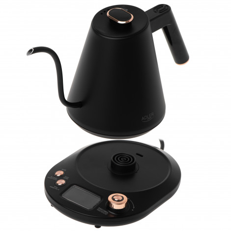 Adler Kettle | AD 1349 | Electric | 1100 W | 1 L | Stainless steel | 360 rotational base | Black/Gold