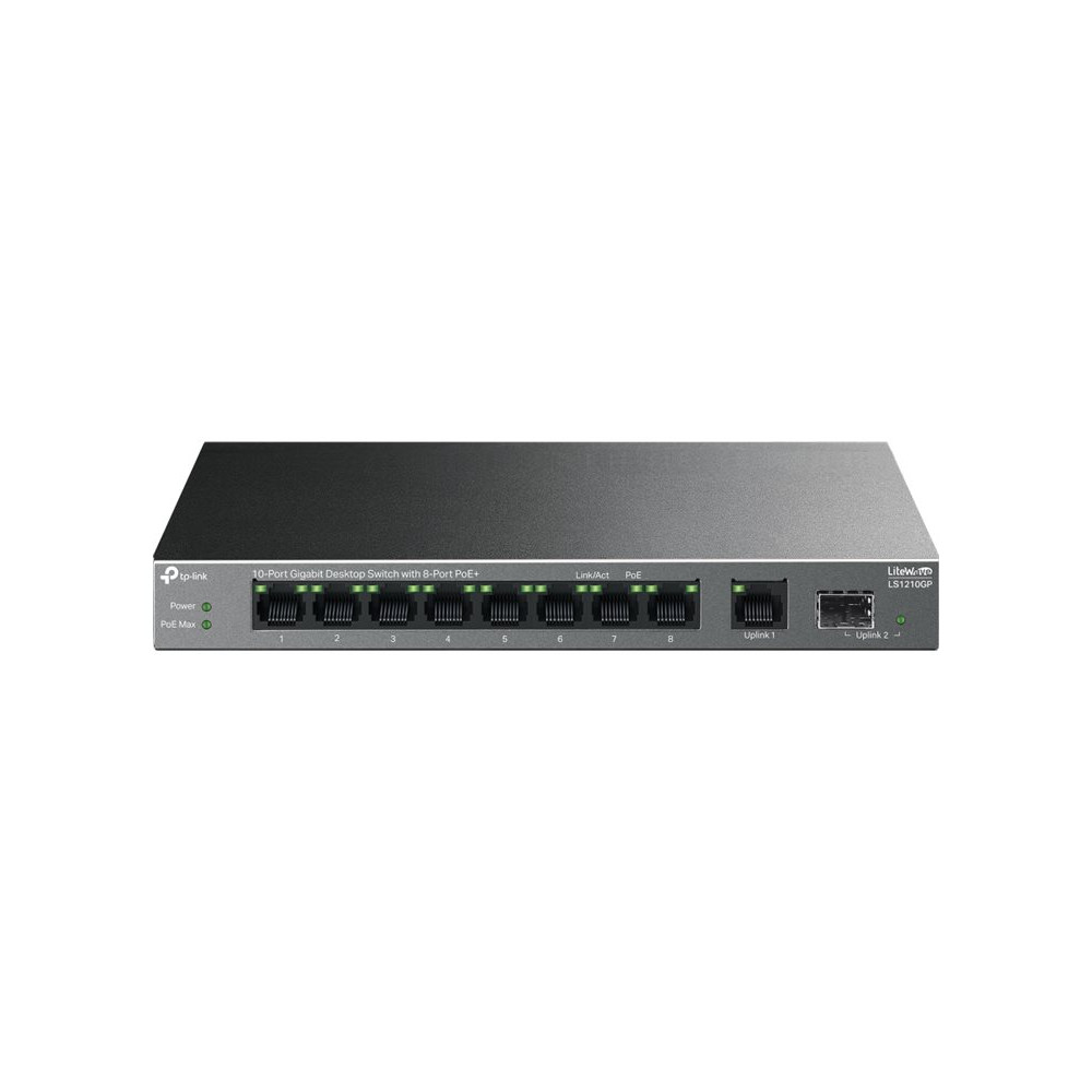 TP-LINK LS1210GP 10-Port Gigabit Desktop Switch with 8-Port PoE+