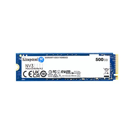 Kingston SSD | NV3 | 500 GB | SSD form factor M.2 2280 | Solid-state drive interface PCIe NVMe Gen 4.0 (x4) | Read speed 5000 MB