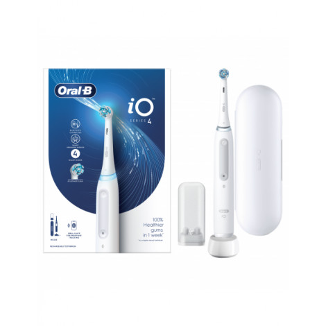 Oral-B | iO4 | Electric Toothbrush | Rechargeable | For adults | ml | Number of heads | Quite White | Number of brush heads incl