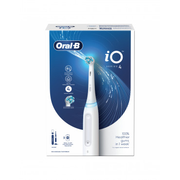 Oral-B | iO4 | Electric Toothbrush | Rechargeable | For adults | ml | Number of heads | Quite White | Number of brush heads incl