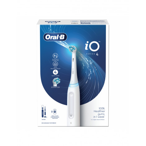 Oral-B | iO4 | Electric Toothbrush | Rechargeable | For adults | ml | Number of heads | Quite White | Number of brush heads incl