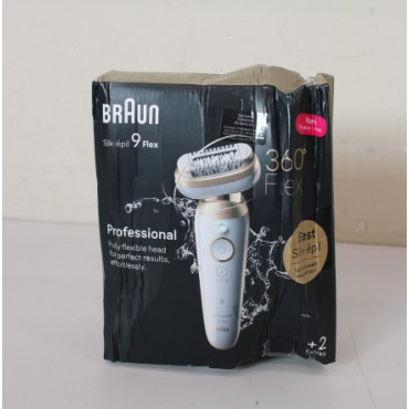 SALE OUT. Braun 9-011 3D Silk-epil 9 Flex Epilator, White/Gold | Braun Epilator | 9-011 3D Silk-epil 9 Flex | Operating time (ma