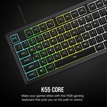 Keyboard | K55 CORE RGB | Gaming Keyboard | Wired | Nordic | Black | USB Type-A | Rubber Dome