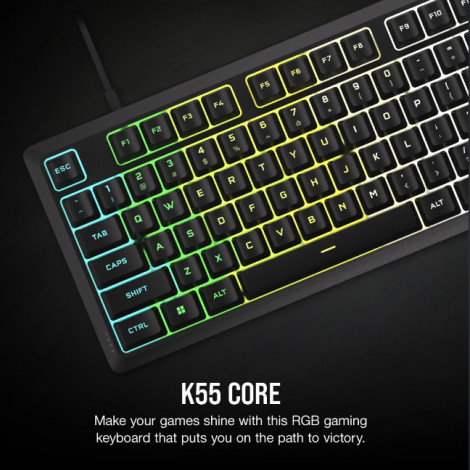 Keyboard | K55 CORE RGB | Gaming Keyboard | Wired | Nordic | Black | USB Type-A | Rubber Dome