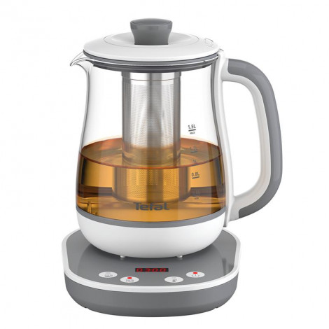 TEFAL Tastea Kettle | BJ551B10 | Tea Kettle | 1400 W | 1.5 L | Glass | 360 rotational base | Grey/White