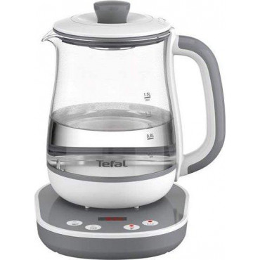 TEFAL Tastea Kettle | BJ551B10 | Tea Kettle | 1400 W | 1.5 L | Glass | 360 rotational base | Grey/White