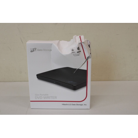 H.L Data Storage Ultra Slim Portable DVD-Writer | GP57EB40 | Interface USB 2.0 | DVD R/RW | CD read speed 24 x | CD write speed 