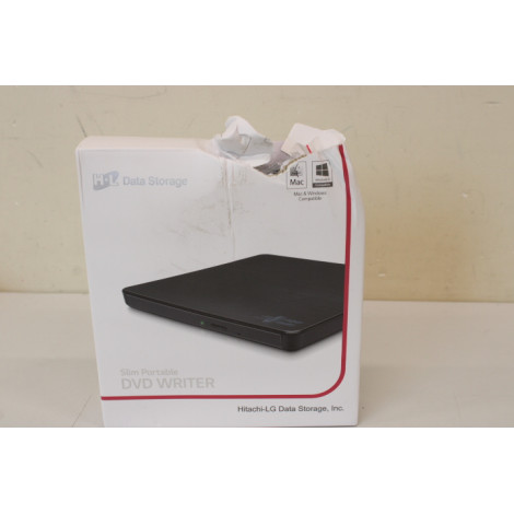 H.L Data Storage Ultra Slim Portable DVD-Writer | GP57EB40 | Interface USB 2.0 | DVD R/RW | CD read speed 24 x | CD write speed 