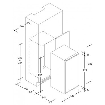 Candy | Refrigerator | CIO 225 NE | Energy efficiency class F | Built-in | Larder | Height 122 cm | Fridge net capacity 163 L | 