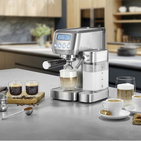 Caso | Espresso machine | Espresso Gourmet Latte | Pump pressure 20 bar | Built-in milk frother | Automatic | 1350 W | Silver