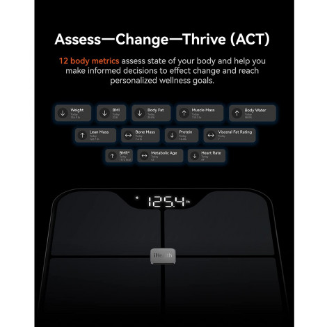 iHealth | Wireless Body Composition Scale | Nexus Pro | Maximum weight (capacity) 181 kg | Body Mass Index (BMI) measuring | Bla