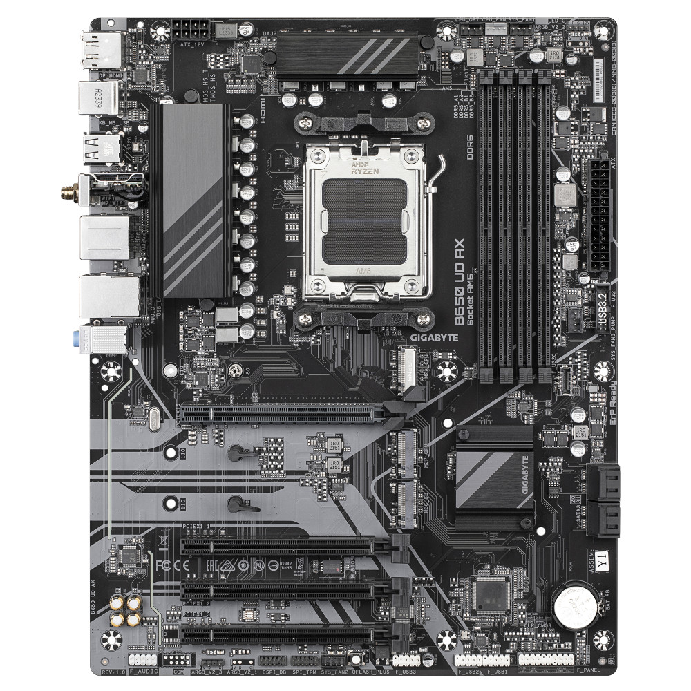 Gigabyte B650 UD AX | Processor family AMD Ryzen | Processor socket AM5 | DDR5 | Number of SATA connectors 4