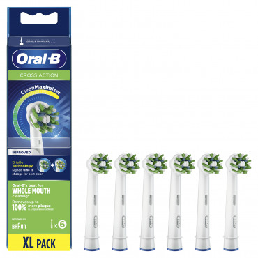 Oral-B CrossAction Replaceable Toothbrush Heads | EB50RB-6 | Heads | For adults | Number of brush heads included 6 | White