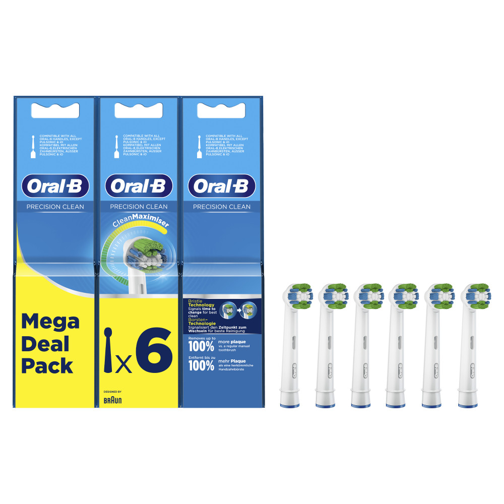 Oral-B Precision Clean Replaceable Toothbrush Heads | Heads | For adults | Number of brush heads included 6 | White