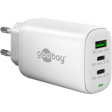 Goobay 65408 USB-C PD GaN Multiport Fast Charger (65 W), White