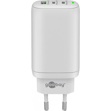 Goobay 65408 USB-C PD GaN Multiport Fast Charger (65 W), White