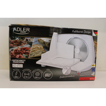 SALE OUT. Adler AD 4703 Food Slicer, Electric, Power 150 W, White | Adler | Food Slicer | AD 4703 | White | 150 W | DAMAGED PACK