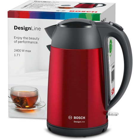 Bosch | Kettle | DesignLine TWK3P424 | Electric | 2400 W | 1.7 L | Stainless steel | 360 rotational base | Red