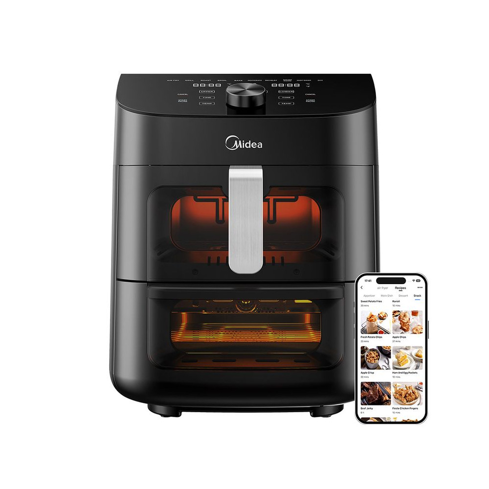 Midea Two Zone Airfryer | MAD1100DADK | Power 1850 W | Capacity 4.4/6.4 L | Rapid Air technology | Black