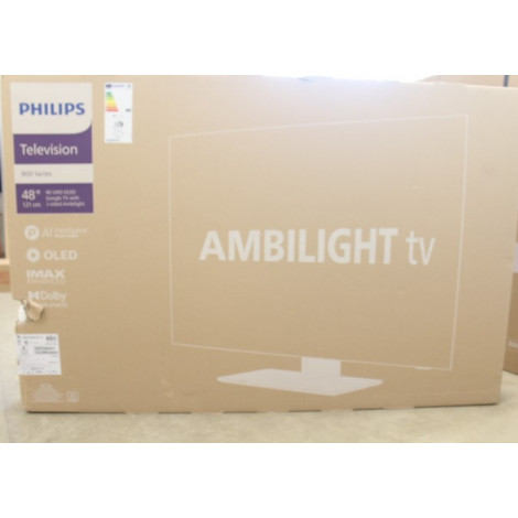 Philips | 4K UHD OLED Smart TV with Ambilight | 48OLED818/12 | 48" (121cm) | Smart TV | Google TV | 4K UHD OLED | DAMAGED PACKAG