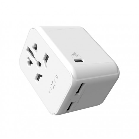 Fixed | Voyager World Adapter | FIXCT30-1C2A-WH | USB-A/USB-C | Travel Adapter