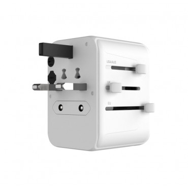 Fixed | Voyager World Adapter | FIXCT30-1C2A-WH | USB-A/USB-C | Travel Adapter