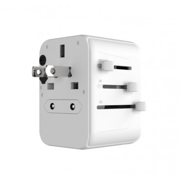 Fixed | Voyager World Adapter | FIXCT30-1C2A-WH | USB-A/USB-C | Travel Adapter