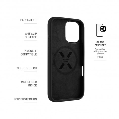 Fixed | MagFlow | Back Cover | Apple | iPhone 16 | Silicone | Black