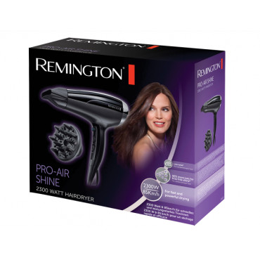 Remington Hair Dryer | D5215 Pro-Air Shine | 2300 W | Number of temperature settings 3 | Ionic function | Diffuser nozzle | Blac