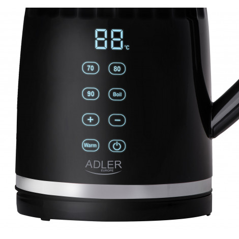 Adler Kettle with LED display | AD 1350 | Electric | 2200 W | 1.7 L | Stainless Steel | 360 rotational base | Black