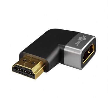 Goobay 72012 HDMI Angled Adapter 270 Horizontal, 8K @ 60 Hz, Gold-Plated, Black, Silver