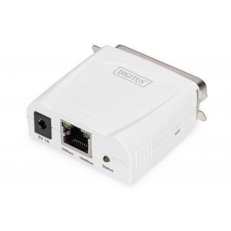 Digitus Fast Ethernet Print Server, 1-Port 1x RJ45, 1x DB-36-pin male Centronics, White