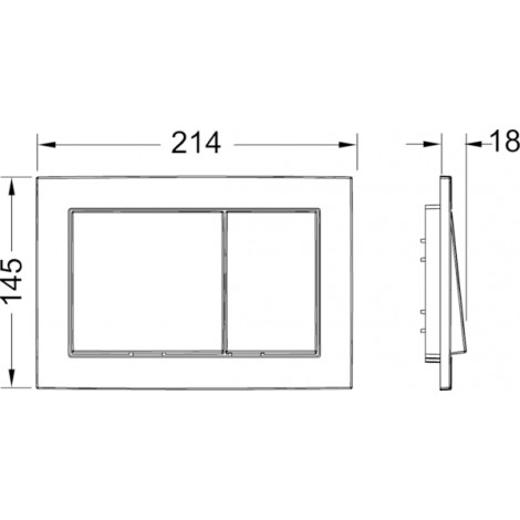 TECEbase toilet flush plate for dual-flush system, Bright Chrome