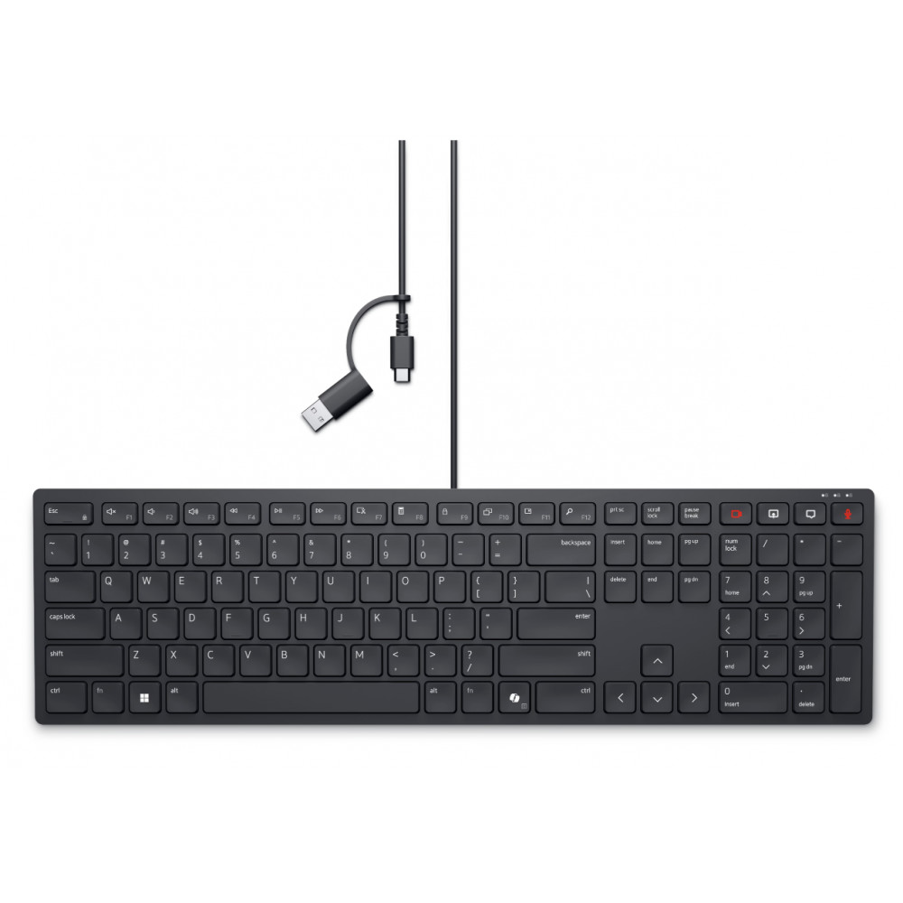 Dell | Collaboration Keyboard | KB525C | Keyboard | Wired | Ukrainian (QWERTY) | Black | USB-C