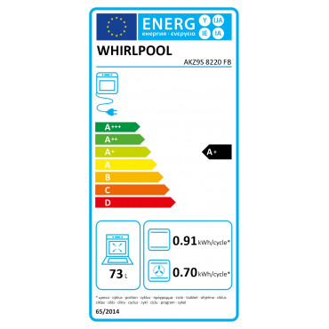 Whirlpool Oven | AKZ9S 8220 FB | 73 L | Electric | Hydrolytic | Electronic | Steam function | Convection | Height 59.5 cm | Widt