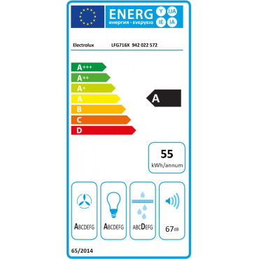 Electrolux | Hood | LFG716X | Built-in | Energy efficiency class A | Width 54 cm | 580 m /h | Electronic | LED | Stainless steel