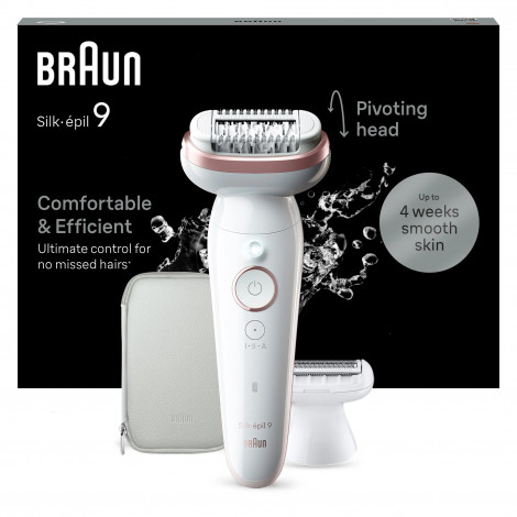 Braun Epilator | SES9-030 Silk épil 9 | Operating time (max) 50 min | Number of power levels 2 | Wet & Dry | White/Rose