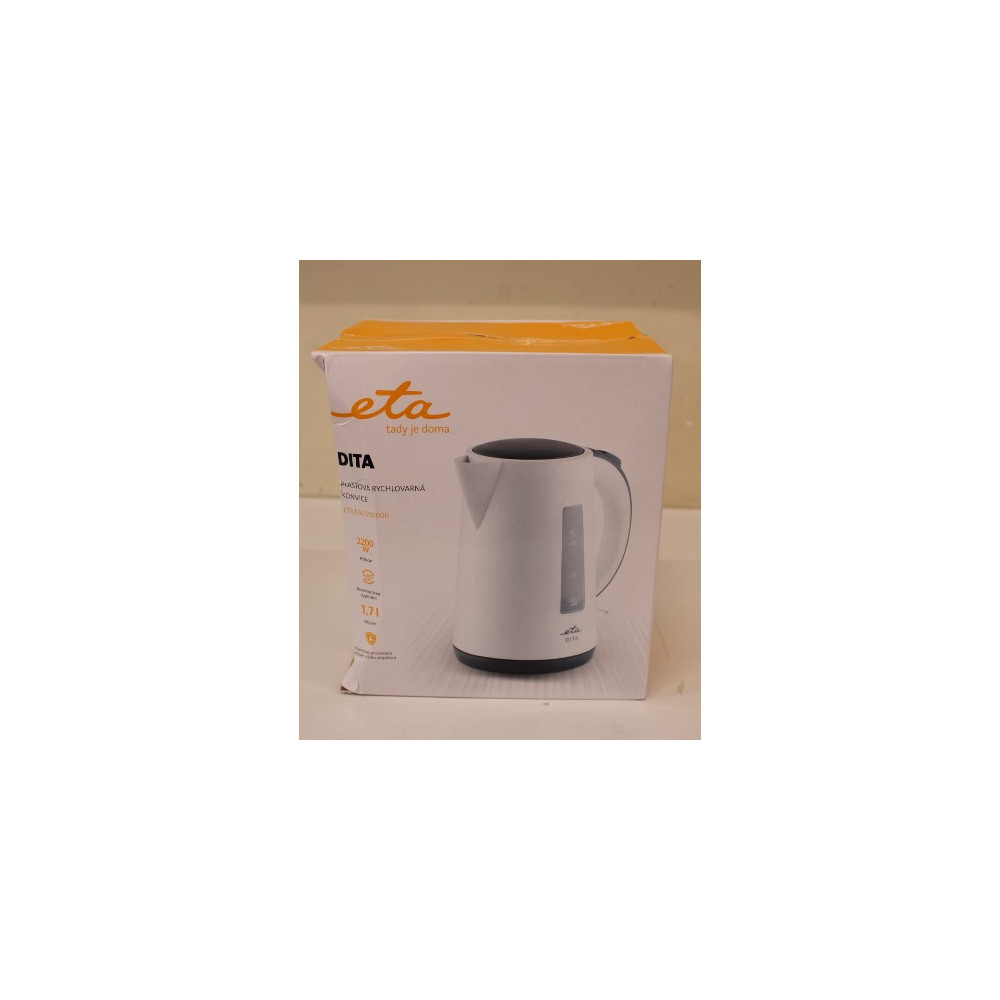 SALE OUT. ETA ETA160390000 Kettle, Capacity 1.7L, White | ETA | Kettle | ETA160390000 | Electric | 2200 W | 1.7 L | Plastic | 36