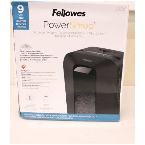 SALE OUT. Fellowes Powershred LX50 Cross-Cut Shredder | Powershred | LX50 | Black | 17 L | Credit cards shredding | DAMAGED PACK