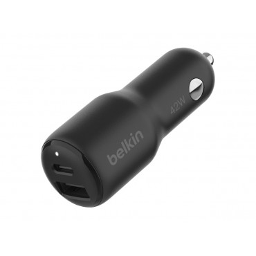 BELKIN BOOST CHARGE 42w - 30w USB-C PD PPS + 12w USB-A Car Charger, Black | Belkin