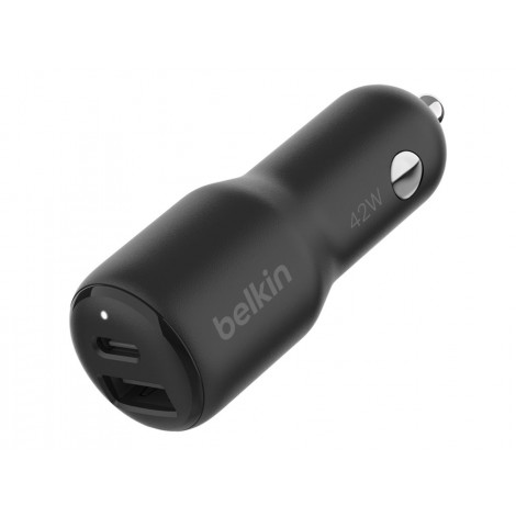 BELKIN BOOST CHARGE 42w - 30w USB-C PD PPS + 12w USB-A Car Charger, Black | Belkin