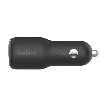 BELKIN BOOST CHARGE 42w - 30w USB-C PD PPS + 12w USB-A Car Charger, Black | Belkin