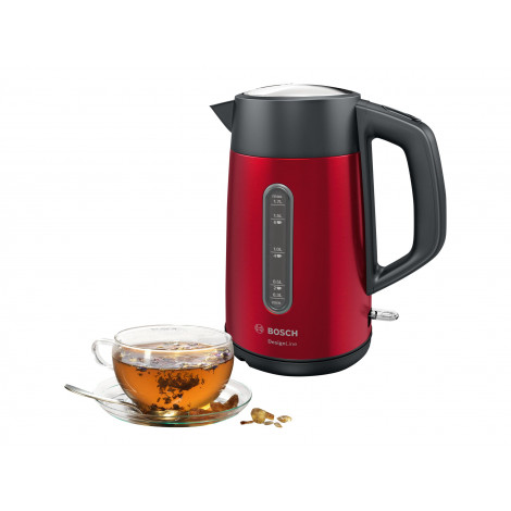 Bosch | Kettle | DesignLine TWK4P434 | Electric | 2400 W | 1.7 L | Stainless steel | 360 rotational base | Red/Black