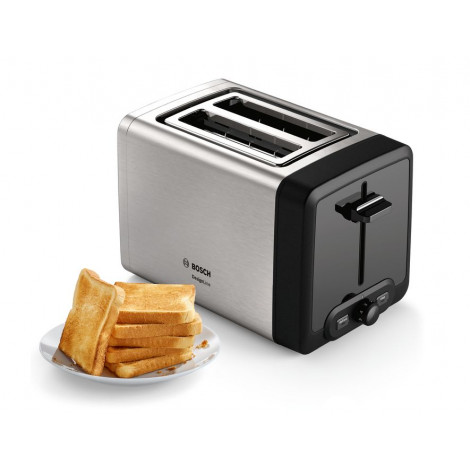 Bosch | DesignLine Toaster | TAT4P420 | Power 970 W | Number of slots 2 | Housing material Stainless Steel | Stainless steel/Bla